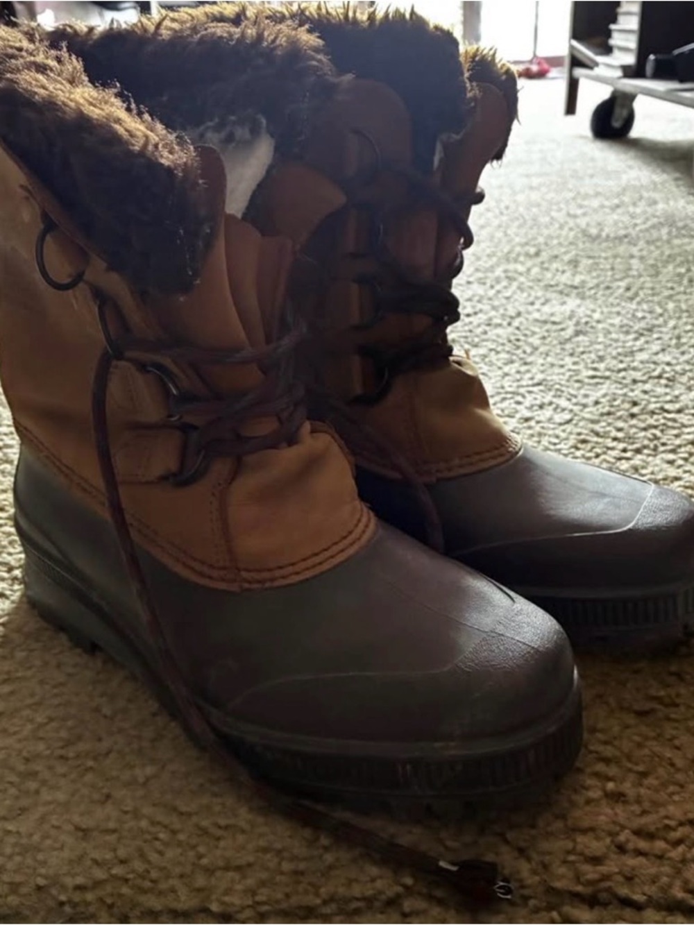 Sorel Two-Tone Brown Waterproof Winter Lace-Up Boots
